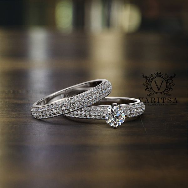 1.09ct Brilliant Diamond Gold Bridal Set - 01US47B